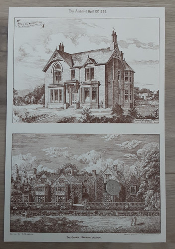 1888 antique print bradford - print, on