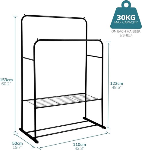 Double clothes rail - rail, heavy