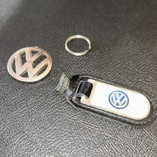 GENUINE VOLKSWAGEN MAIN DEALER CAR KEY FOB KEY RING LEATHER METAL ENAMEL.