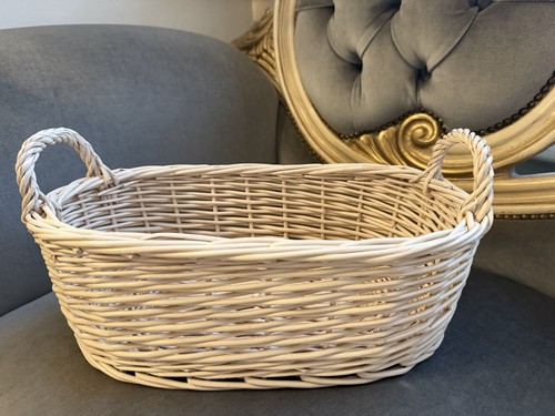 Oval wicker basket white - oval,