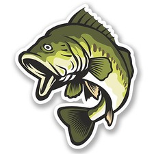 2 x Fish Vinyl Sticker iPad Laptop Car Bike Fishing Box Tackle Dad Gift #4437