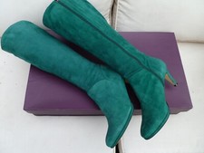 GREEN DUO BOOTS SIZE 4 SLIM CALF HEELED KNEE HIGH BOOTS