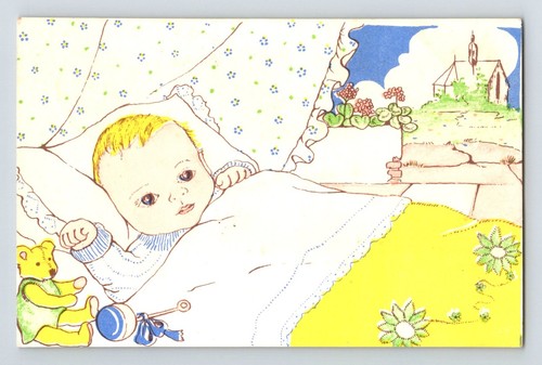 Children teddy bear postcard - children:,