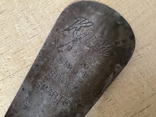 Antique metal shoe horn - antique, kiwi