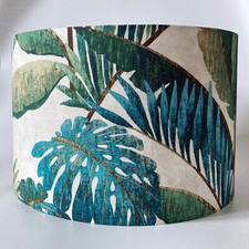 Teal Palm Leaves Leaf Tropical Fabric Ceiling Light Shade or Lampshade 2 sizes