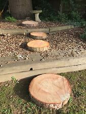 4 large 16" wooden log garden stepping stones  rustic wood logs ideal for garden