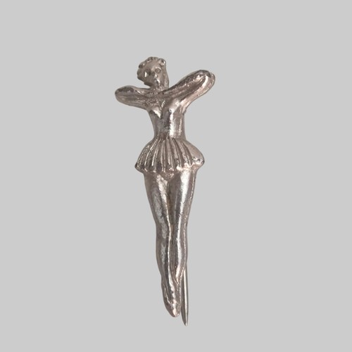 Vintage silver tone ballerina - silver-tone,