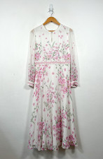 Hobbs Dress Size 14 White Midi Skye Silk Occasion Wedding Formal Long Floaty