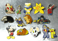 Bundle Vintage 1980s Kids TV Enamel Pin Badges Dennis Andy Mickey Danger Mouse