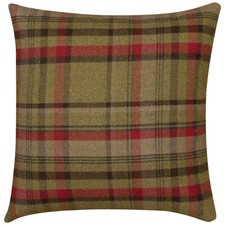 Tartan Check XL Cushion in Hunter Green and Red. Double Sided. 23" (58cm) Square