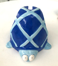 Vintage Turtle Toilet Brush Holder, Blue Ceramic Figurine Ornament - no brush