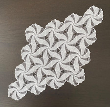 Vintage Handmade Crochet Lace Doily | Diamond Shape | White Cotton | 54 x 33 cm