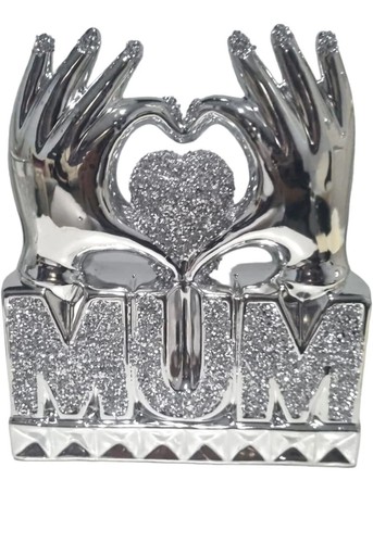 Mum heart hand silver crushed - mum,