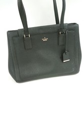 Kate Spade Black Leather Tote Bag Shoulder Handbag with Tag Charm
