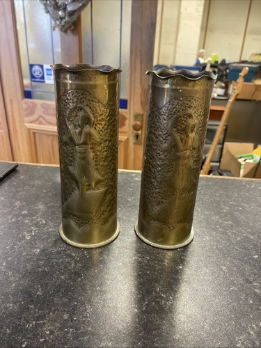 Pair ww2 brass trench art - pair,