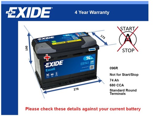 Car battery eb741 - battery,
