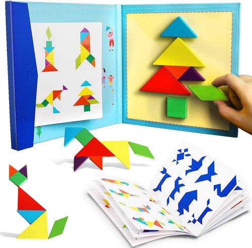 Wooden tangram puzzle book - wooden,