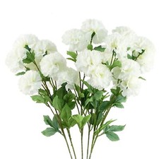 Artificial Flowers White Carnation Stem - 4 Flowers 70cm Pack of 6
