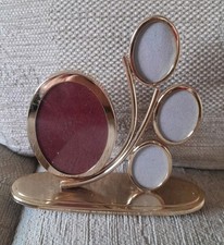 Small Vintage Gold Tone Family Tree Photo Frame Oval Photos