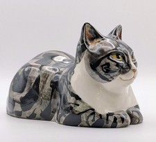 Seneshall ceramic reclining tabby cat, rare find 1985 model immaculate condition