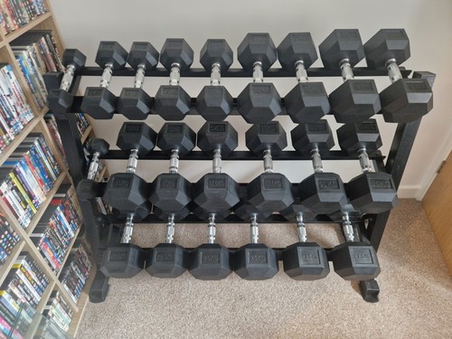 330kg hex dumbbell set rack - set,