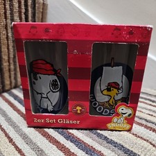 Snoopy and woodstock glass cup - and,