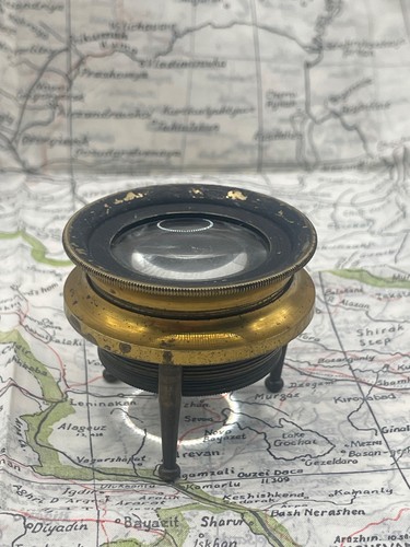 Victorian brass tripod map