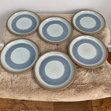 Midwinter Denim Saucer Plates Stoneware  x6 Made in England Blue Vintage 7"