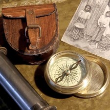 1885 Brass Compass Leather