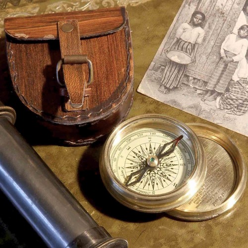 1885 brass compass leather - 1885,