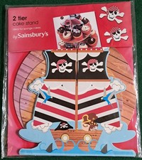 CUPCAKE CARDBOARD STAND - 2 TIER - PIRATE THEME - BY SAINSBURY'S - BNIP