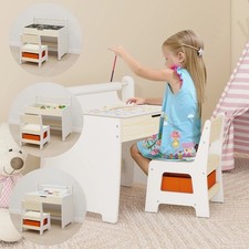 Children Table and Chair Set Wooden Kids Study Toddler Activity Storage Desk