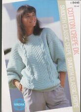 Sirdar Cotton Crepe Double DK Knitting Pattern Ladies Cable Texture Jumper c8446