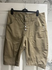 Men’s humour chino style shorts with drop crotch w36 beige 