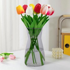 Glass Vases for Flowers, 7.9" Tall Ins Modern Crystal Clear Glass Vase for Home