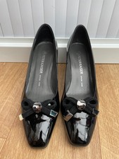 Peter Kaiser Black Patent Leather Block Heel Court Shoes Size UK 5.5