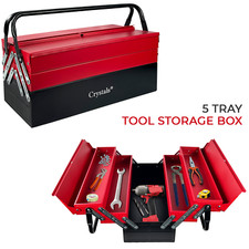 Heavy Duty 25" 470mm Metal Cantilever 5 Tray Toolbox Storage Tool Box Red New