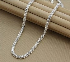 🇬🇧 925 Sterling Silver 5mm 60cm 24inch Round Box Chain Necklace For Woman Men