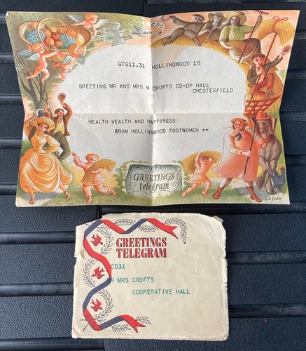 Vintage 1954 gpo telegram - 1954,