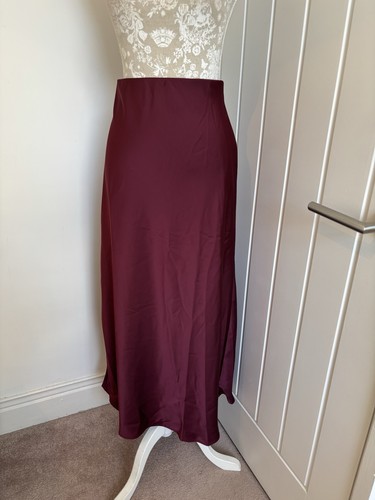 Burgundy satin look maxi skirt - look,