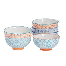 6x Hand-Printed Rice Bowls