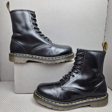 Dr. Martens 1460 Boots UK 5 Women's Black Smooth Leather Yellow Stitch Docs DM