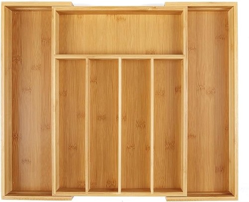 Kitchen bamboo cutlery tray - bamboo,