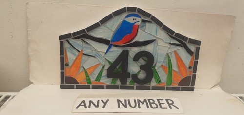 Kingfisher glass mosaic - kingfisher, house