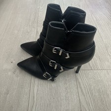 DIESEL WOMENS BOOTS BLACK LEATHER SEXY 40 UK 7 NEW BUCKLE DETAILS ALL NEW £190