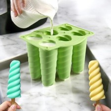 6 Cavity Silicone Ice Cream Maker Spiral Ice Lolly Mold Popsicle Mould Homemade