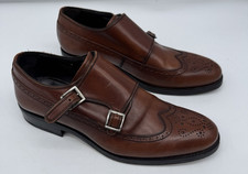 John White Double Monk Strap Brogues Men's UK 8 Brown Leather Buckle Shoes