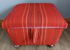 Ottoman Footstool Re-Upholstered In Timerous Beasties Fabric Inside & Out Stripe