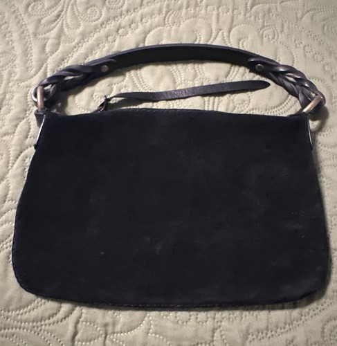 Black suede shoulder - shoulder, baguette