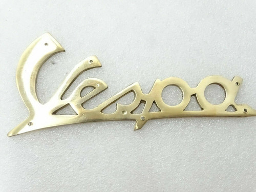 Vespa brass legshield script - vespa,